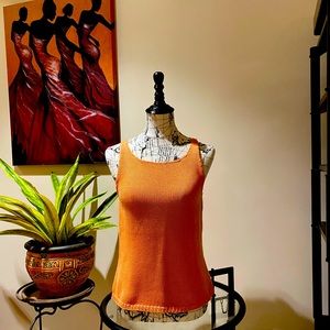 White + Warren, Lg., Coral, pull over, sleeveless, cotton